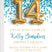 turquoise confetti birthday party invitations gold balloon number design