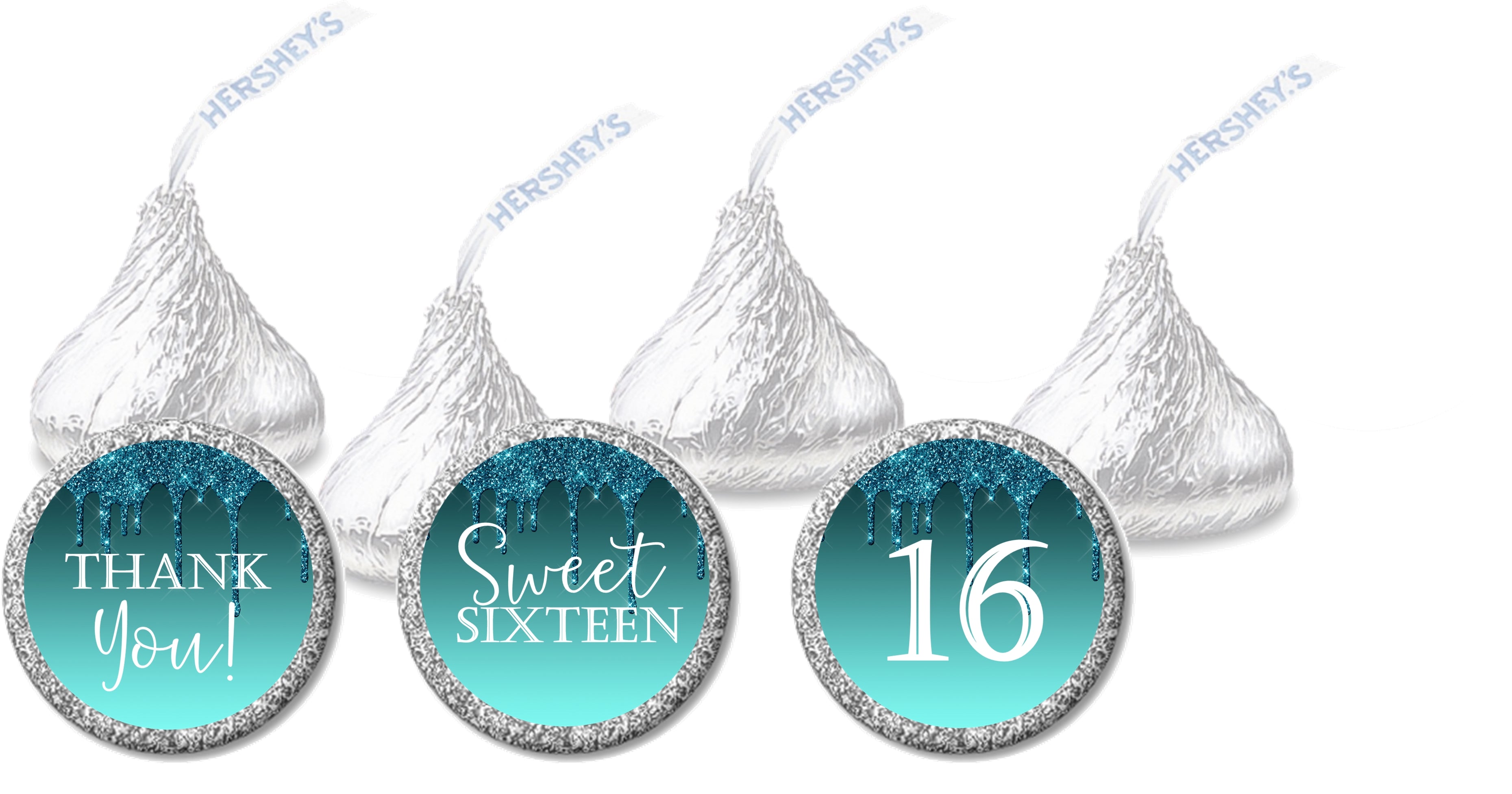 Turquoise Sweet 16 Candy Stickers