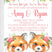 twin fox baby shower invitations pink girls