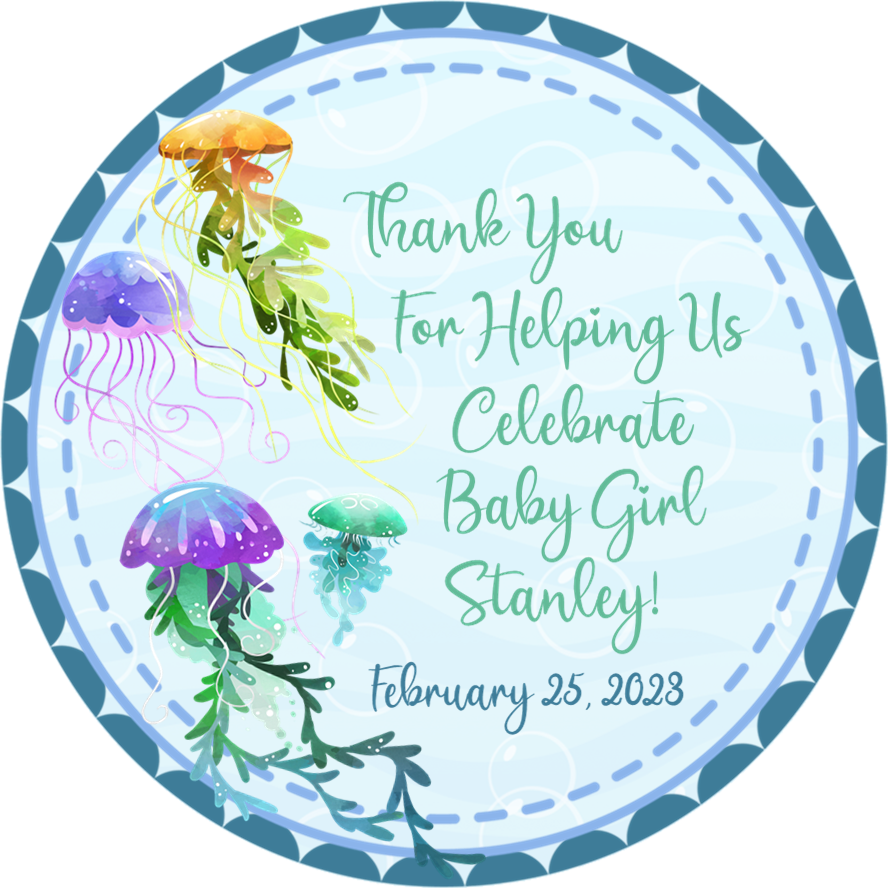 Under the Sea Jellyfish Baby Shower Stickers