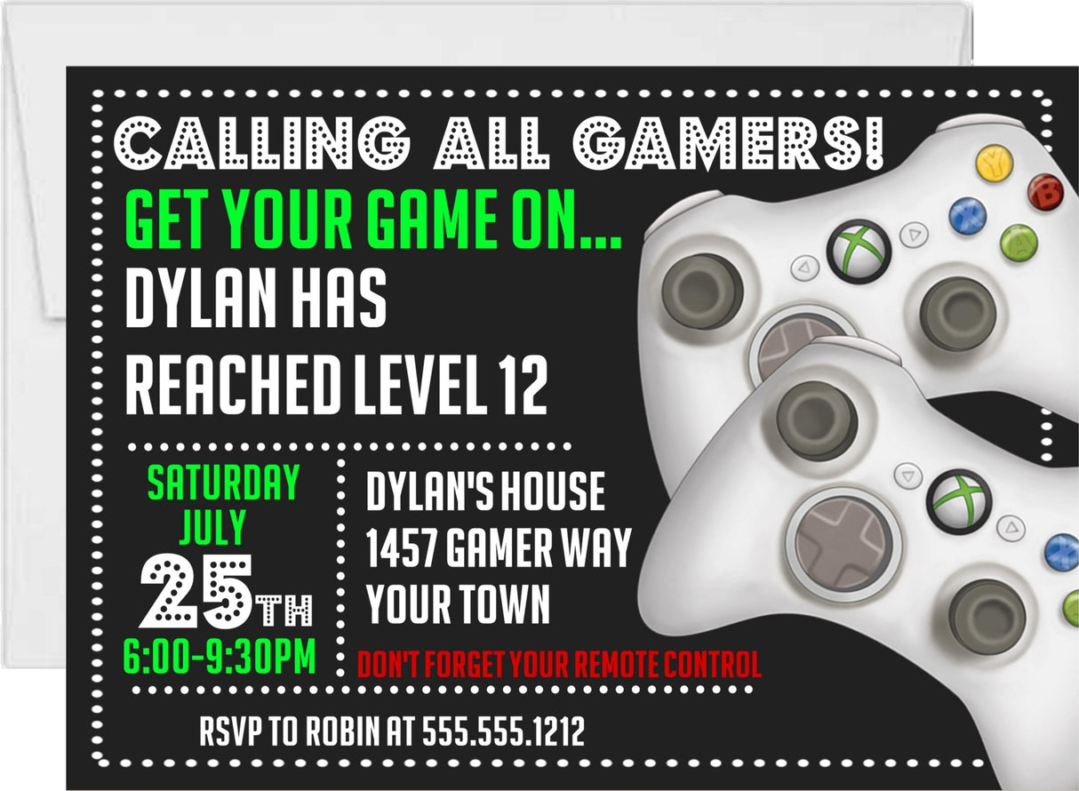 video game invitation cards boys birthday celebration style