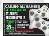 video game invitation cards boys birthday celebration style
