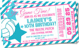 volleyball ticket birthday invitations
