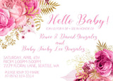 watercolor rose invitation cards feminine baby welcome style