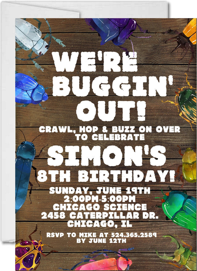 we’re buggin out birthday invitations creepy crawly theme