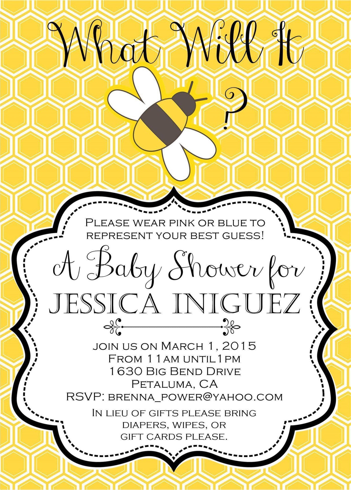 what will it bee baby shower invitations honeycomb bee design