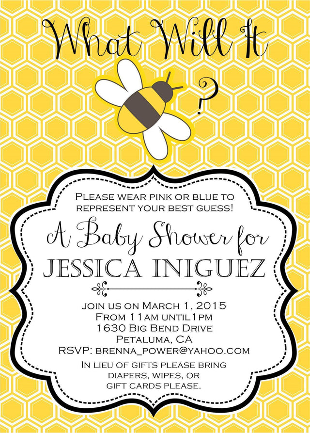 what will it bee baby shower invitations honeycomb bee design
