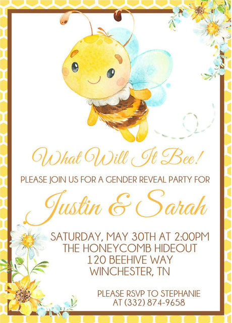 what will it bee invitations sunflower bee design