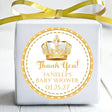 white and gold royal crown baby shower sticker