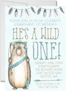 wild one beaver invitations watercolor blue tribal theme