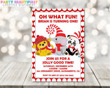winter animal birthday invitations candy cane holiday theme