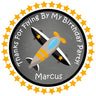 yellow black airplane birthday sticker with bold star border