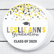 Yellow and grey graduation stickers – printed confetti design on matte paper