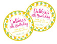 yellow pineapple birthday favor sticker design