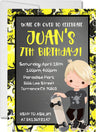yellow skateboard birthday party invitations