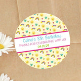 yellow sunshine rainbow birthday sticker