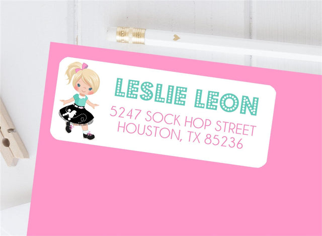 1950's Sock Hop Address Labels For Girls