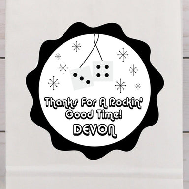 1950's Sock Hop Black And White Dice Birthday Party Stickers