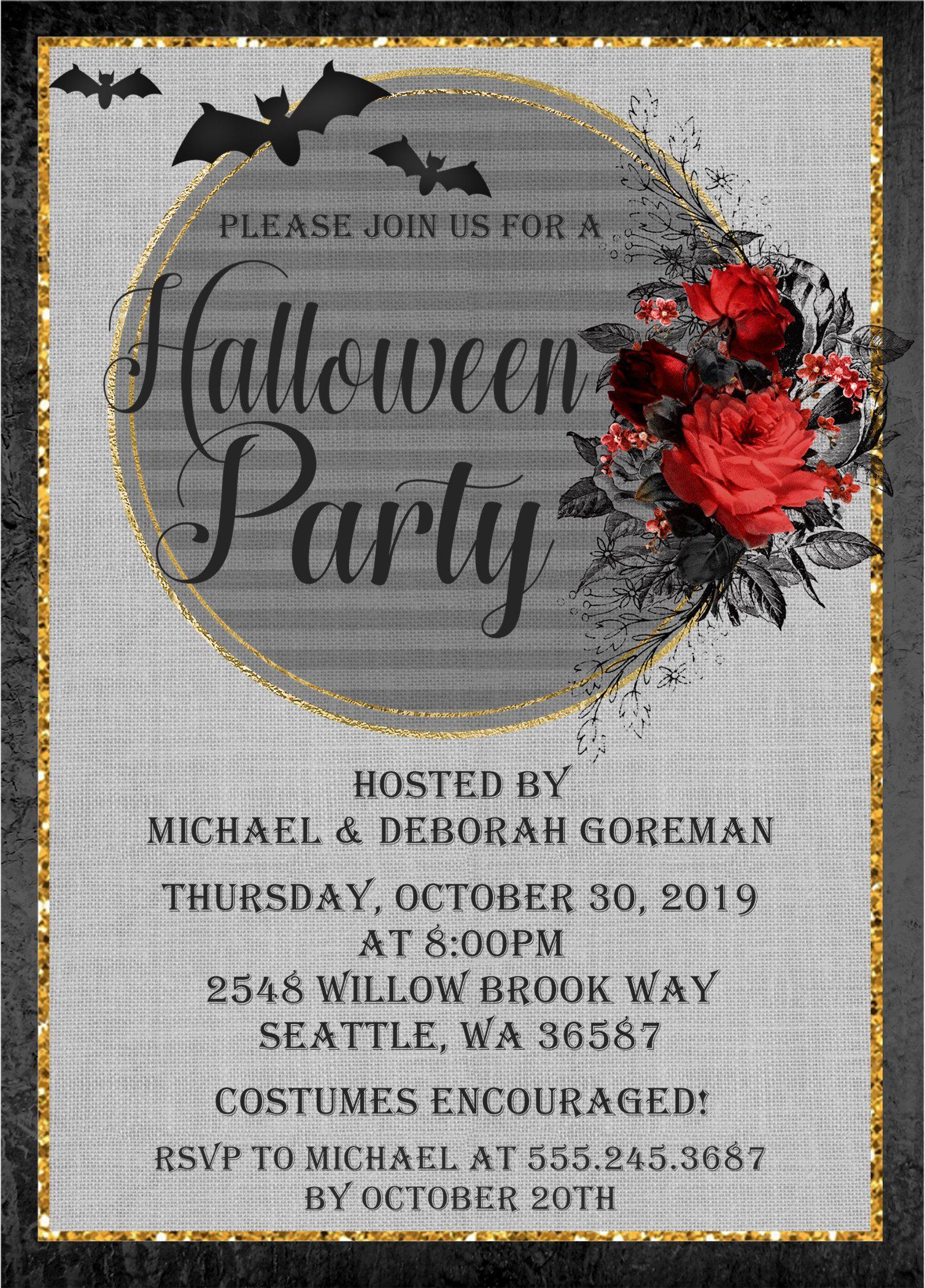 Adult Halloween Party Invitations