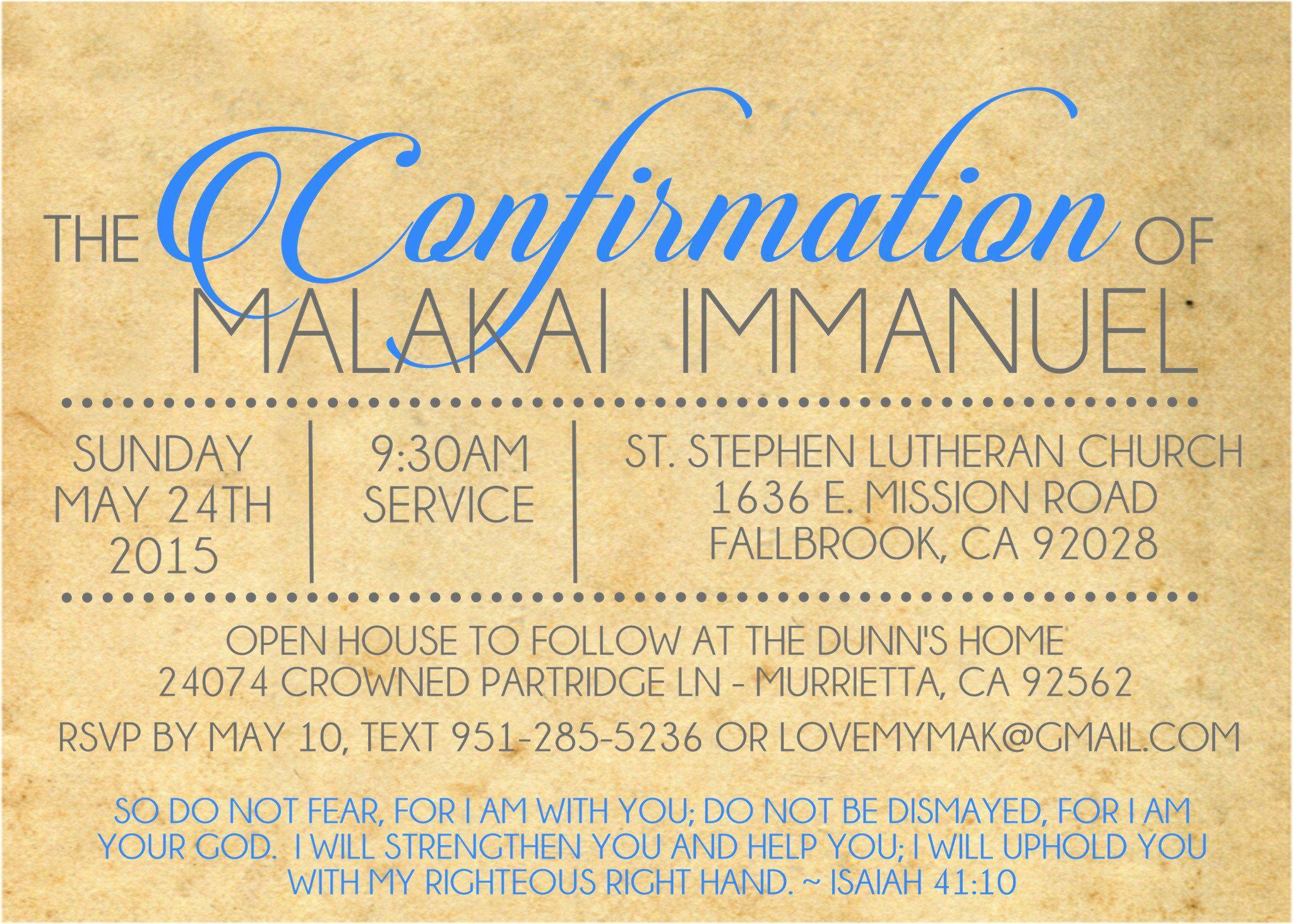 Antique And Turquoise Confirmation Invitations