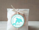 Aqua dolphin birthday sticker