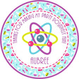 Aqua science beaker birthday sticker