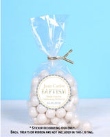 Baptism sticker with gold accents and blue greenery