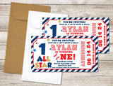 Baseball 1st Birthday Party Ticket Invitations