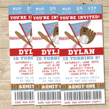 Baseball Birthday Party Ticket Invitations