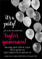 Black, White And Hot Pink Balloon Quinceanera Invitations