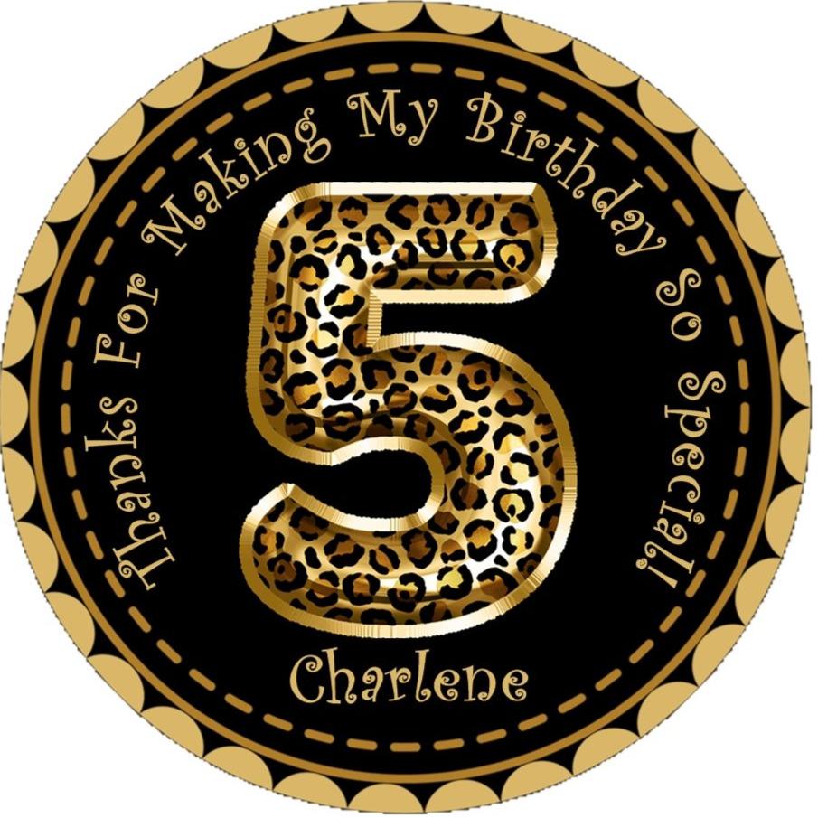 Black and gold animal print party label