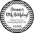 Black and white chevron birthday sticker with personalized name