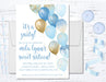 Blue And Gold Balloon Sweet 16 Party Invitations