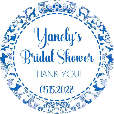 Blue And White Chinoiserie Bridal Shower Stickers Or Favor Tags