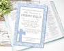 Blue And White Damask First Communion Invitations