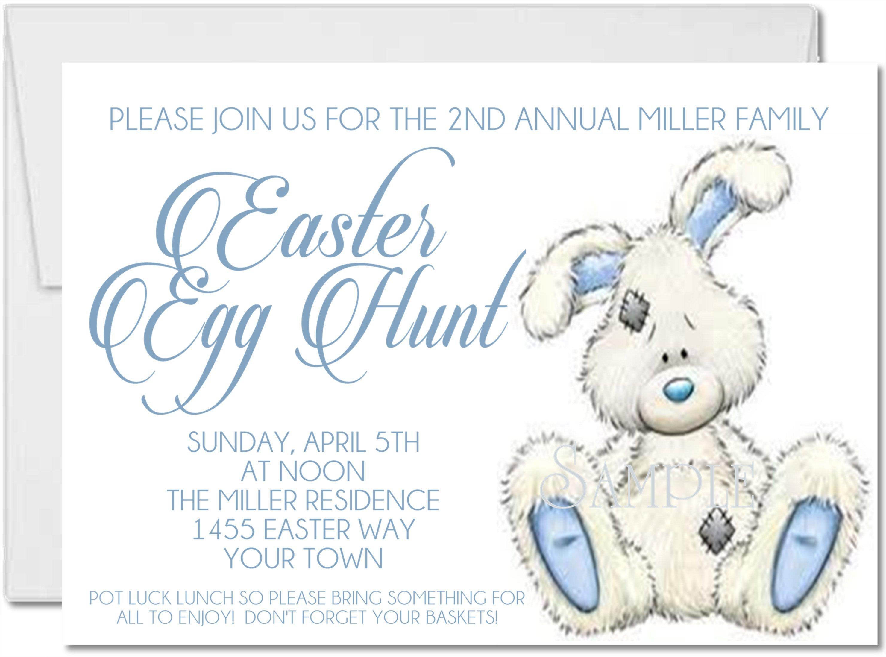 Blue And White Easter Egg Hunt Invitations