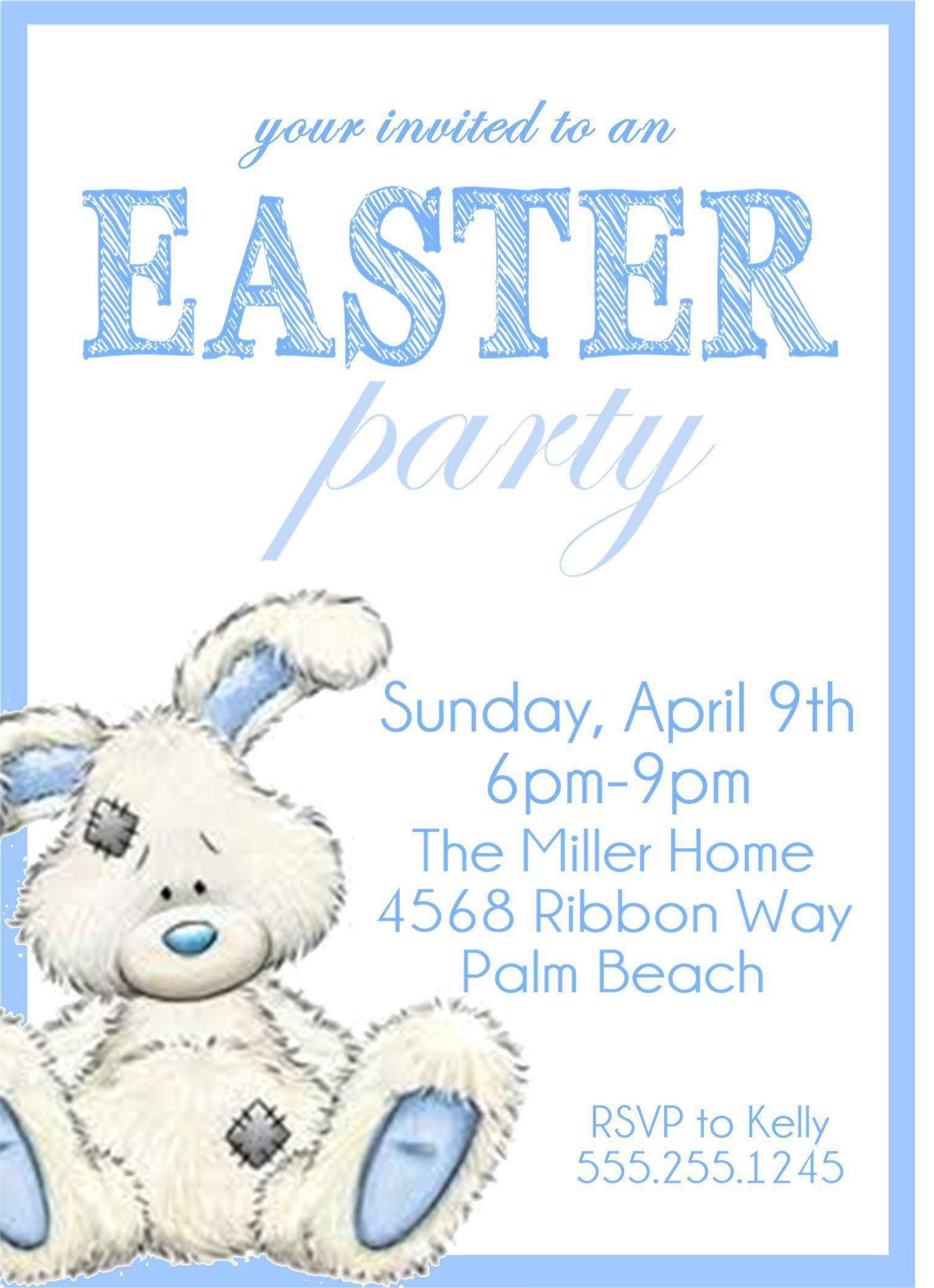 Blue And White Easter Party Invitations