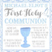 Blue And White First Communion Invitations