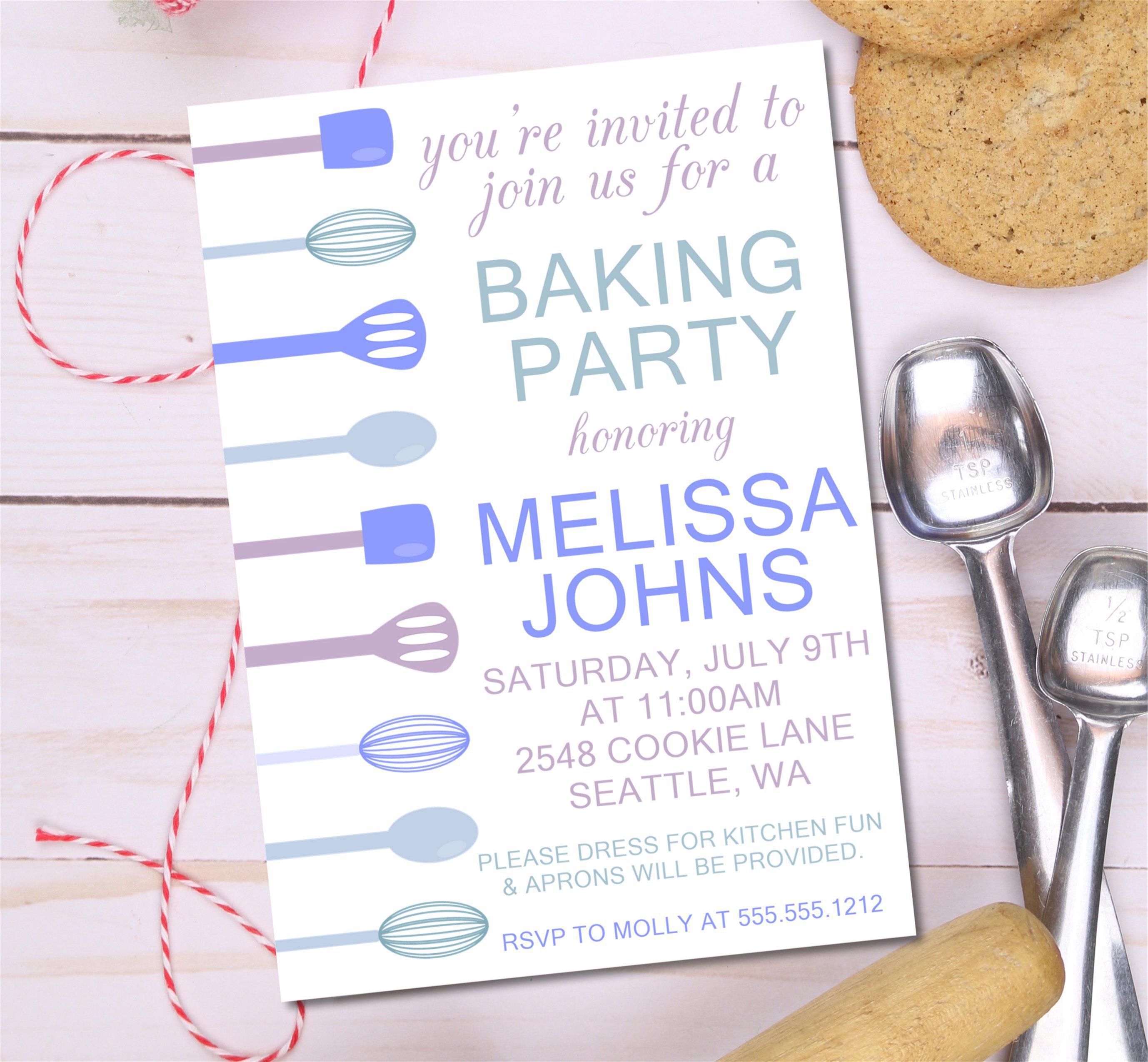 Blue Baking Birthday Party Invitations