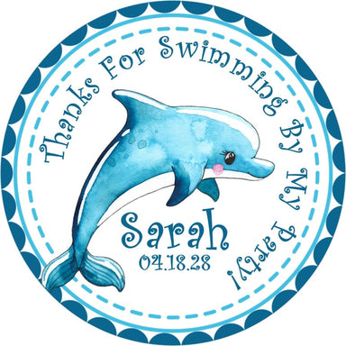 Blue Dolphin Under The Sea Birthday Party Stickers