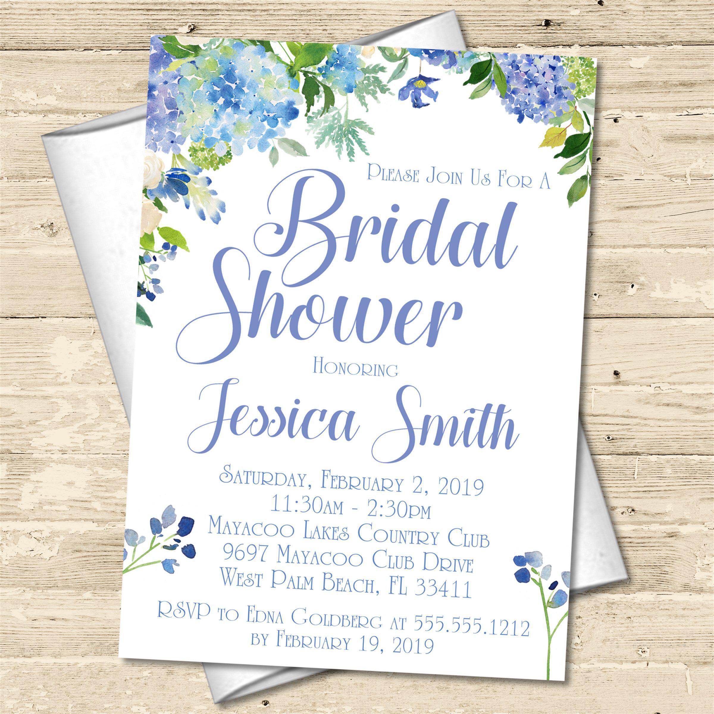 Blue Floral Bridal Shower Invitations