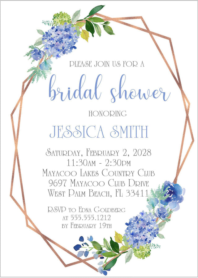 Blue Floral Bridal Shower Invitations