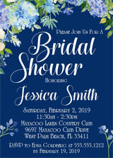 Blue Floral Bridal Shower Invitations