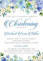 Blue Floral Christening Invitations