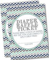 Blue & Grey Chevron Diaper Raffle Tickets