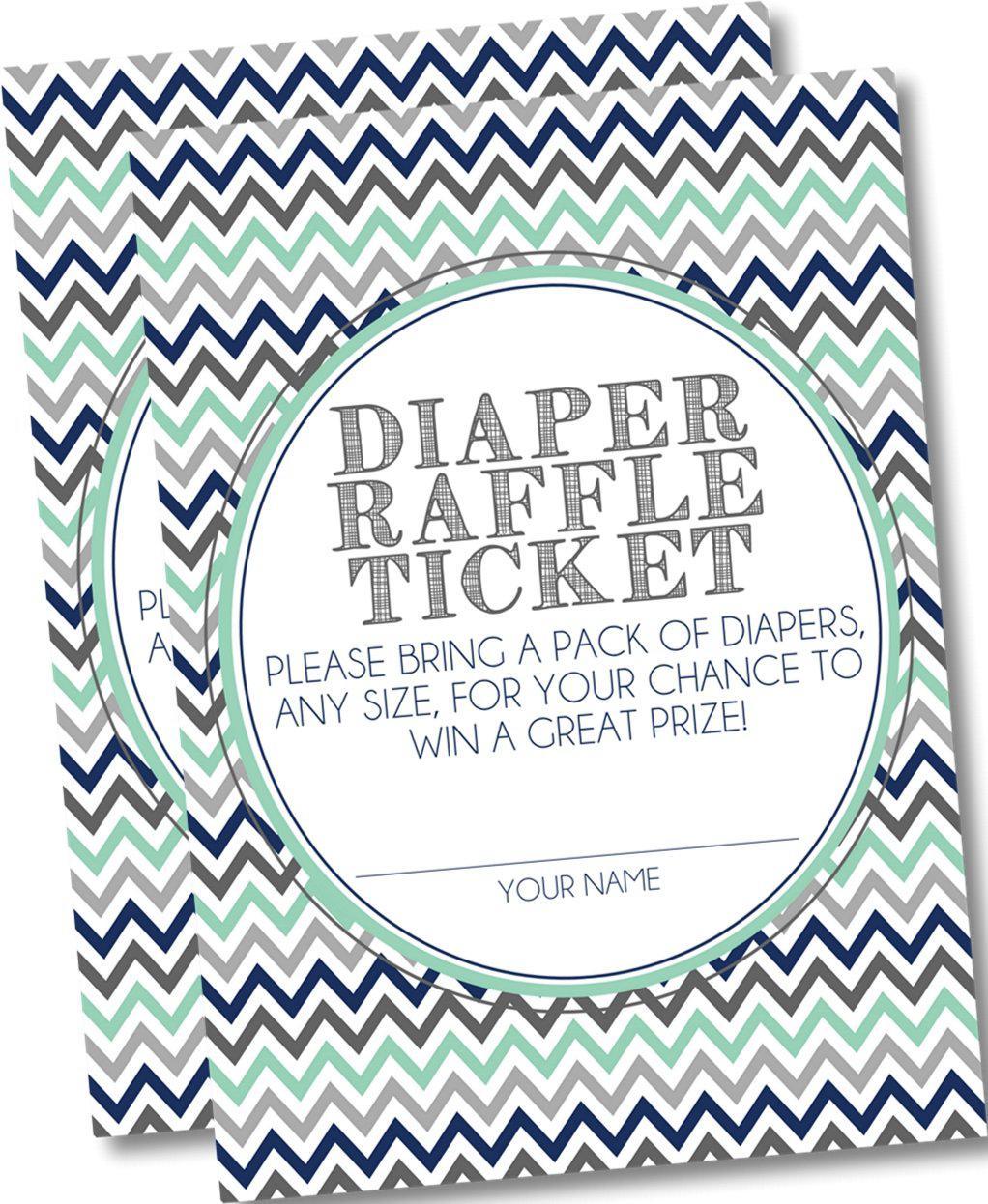 Blue & Grey Chevron Diaper Raffle Tickets