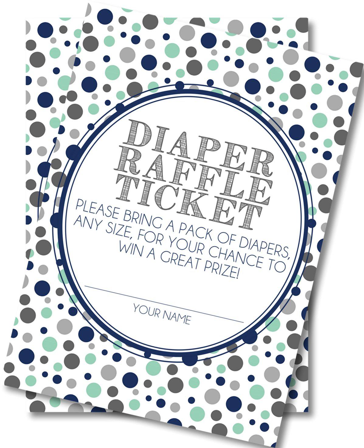 Blue & Grey Polka Dot Diaper Raffle Tickets