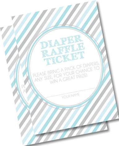 Blue & Grey Striped Diaper Raffle Tickets