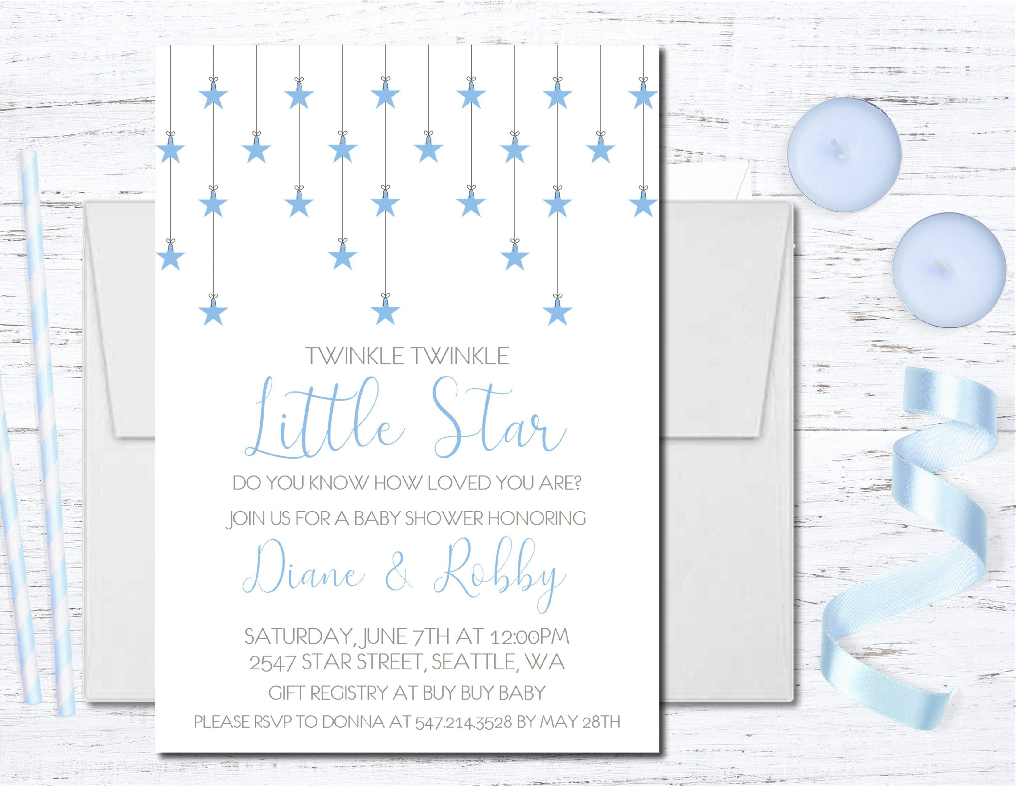 Blue Little Star Baby Shower Invitations