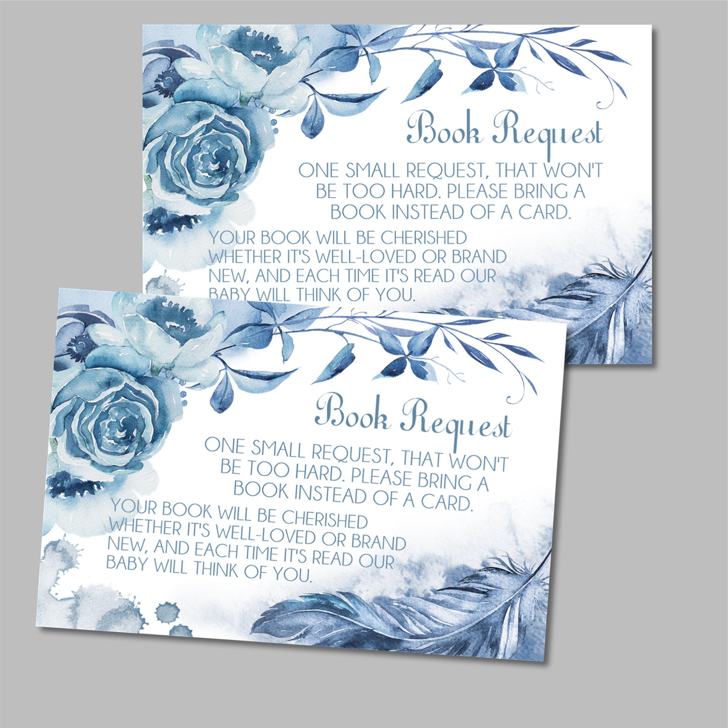 Blue Tribal Feather Book Request Cards